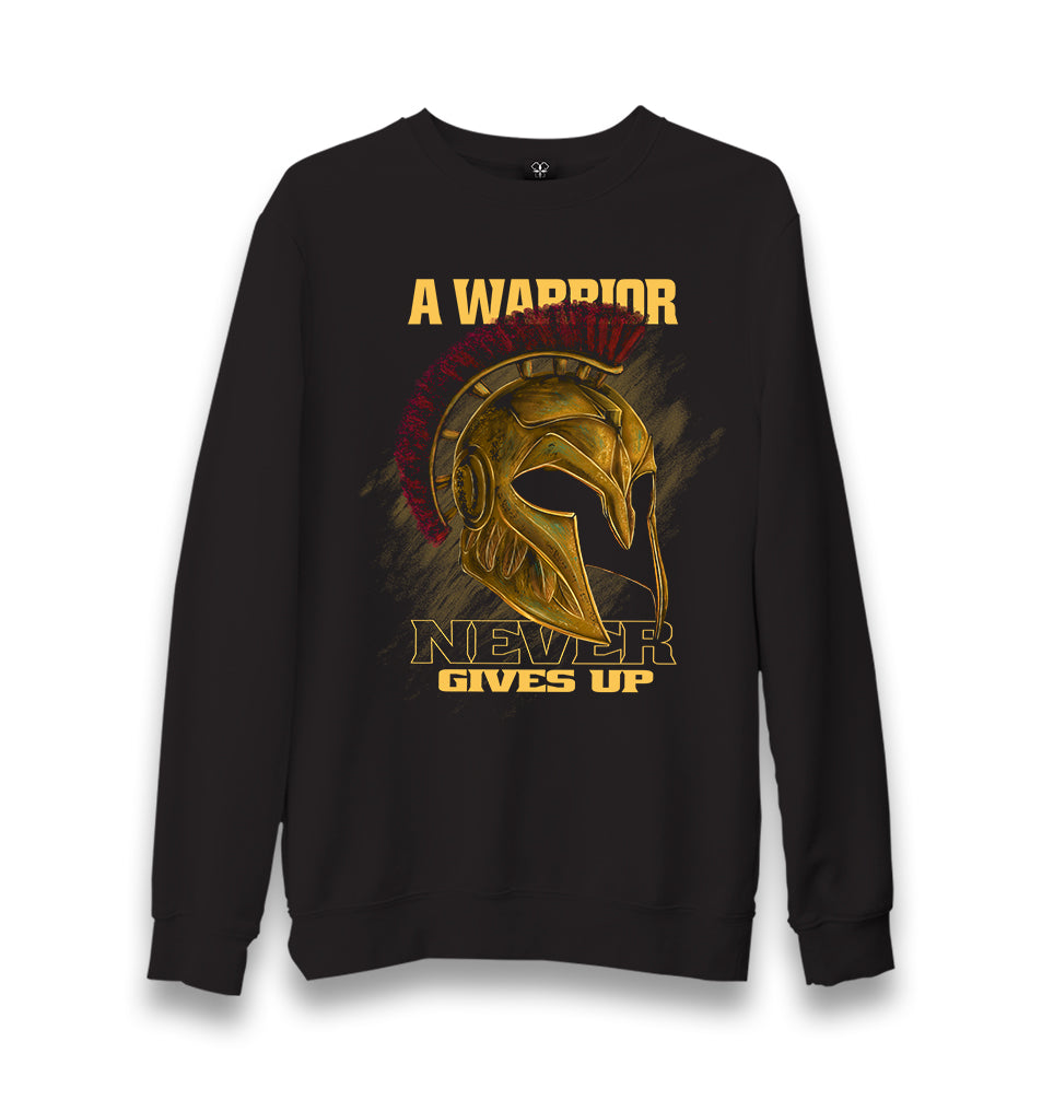 A Warrior Never Gives Up Spartans Helmet Unisex Black Sweatshirt - Premium  from W.E.N.S. WIND - Just 10990! Shop now at W.E.N.S. WIND