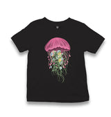 Jellyfish with Floral Plant Tentacles Kid's Black T-shirt - Premium  from W.E.N.S. WIND - Just 5990! Shop now at W.E.N.S. WIND