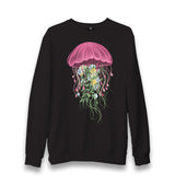 Jellyfish with Floral Plant Tentacles Unisex Black Sweatshirt - Premium  from W.E.N.S. WIND - Just 10990! Shop now at W.E.N.S. WIND