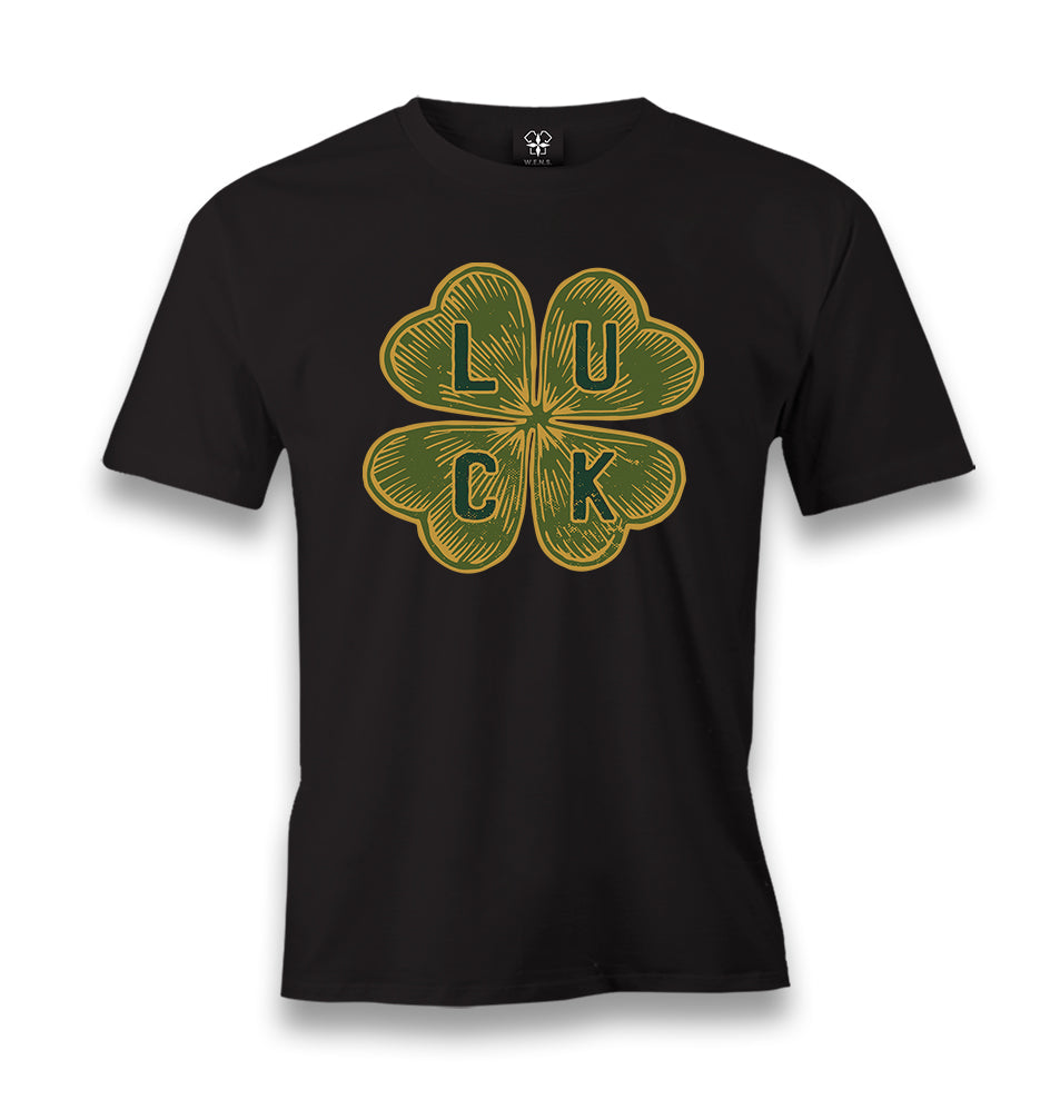 Four Leaf Luck Clover Men's Black Tshirt - Premium  from W.E.N.S. WIND - Just 6490! Shop now at W.E.N.S. WIND
