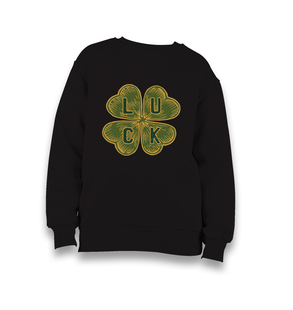 Four Leaf Luck Clover Kid's Black Sweatshirt - Premium  from W.E.N.S. WIND - Just 7990! Shop now at W.E.N.S. WIND