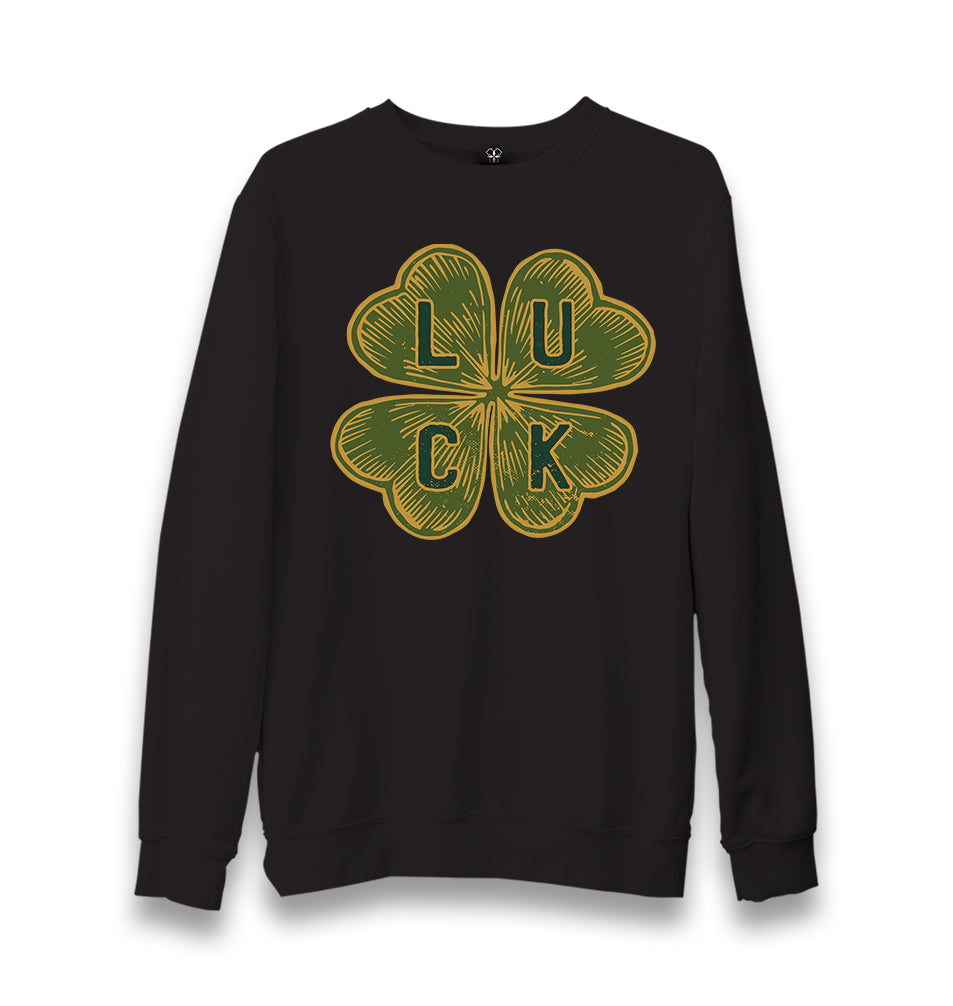 Four Leaf Luck Clover Unisex Black Sweatshirt - Premium  from W.E.N.S. WIND - Just 10990! Shop now at W.E.N.S. WIND