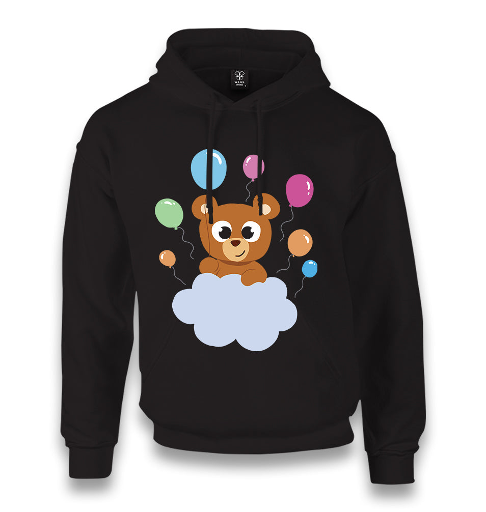 Baby Birthday Bear with Balloons Unisex Black Hoodie - Premium  from W.E.N.S. WIND - Just 11990! Shop now at W.E.N.S. WIND