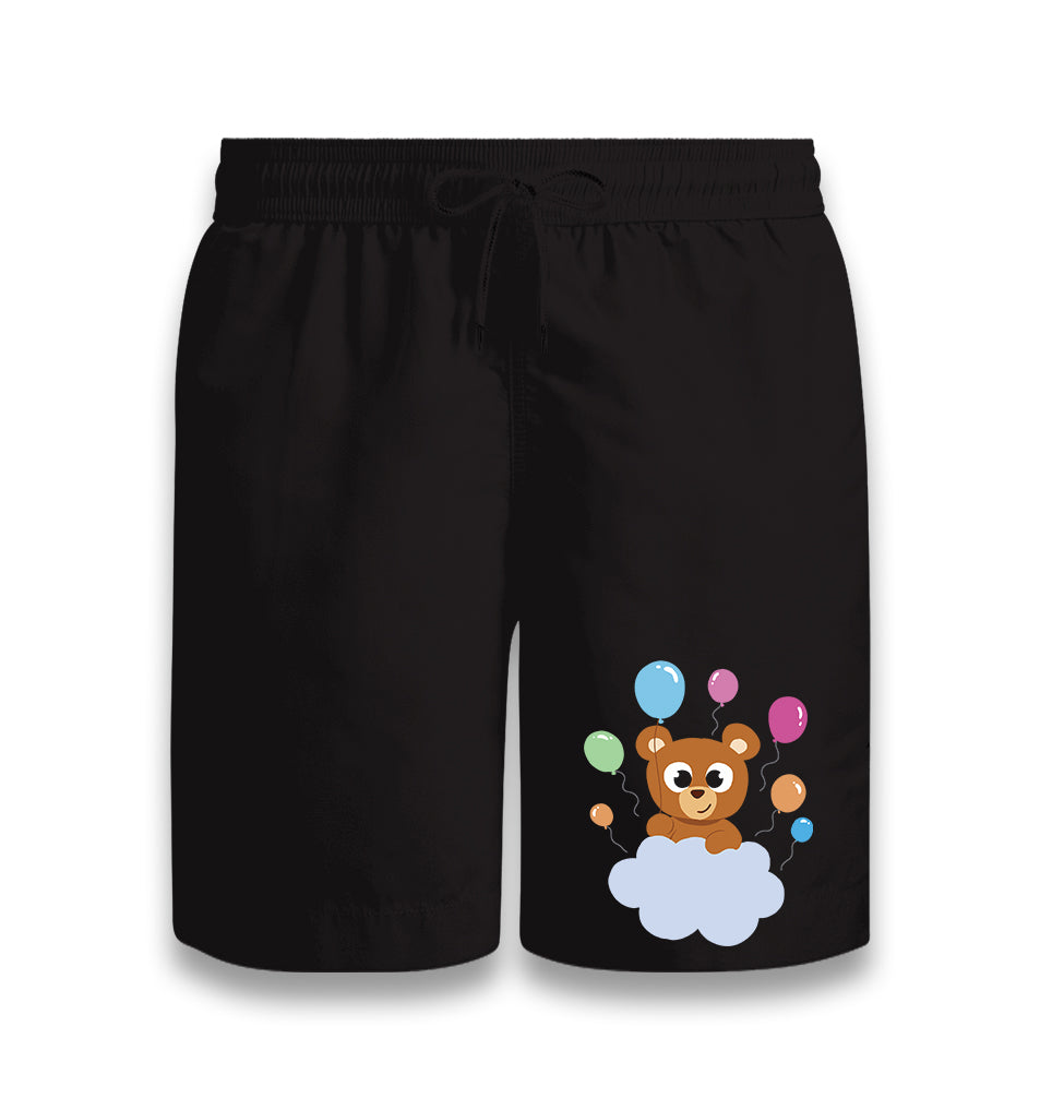 Baby Birthday Bear with Balloons Black Shorts - Premium  from W.E.N.S. WIND - Just 7990! Shop now at W.E.N.S. WIND