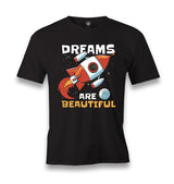 Dreams are Beautiful Space Rocket Men's Black Tshirt - Premium  from W.E.N.S. WIND - Just 6490! Shop now at W.E.N.S. WIND