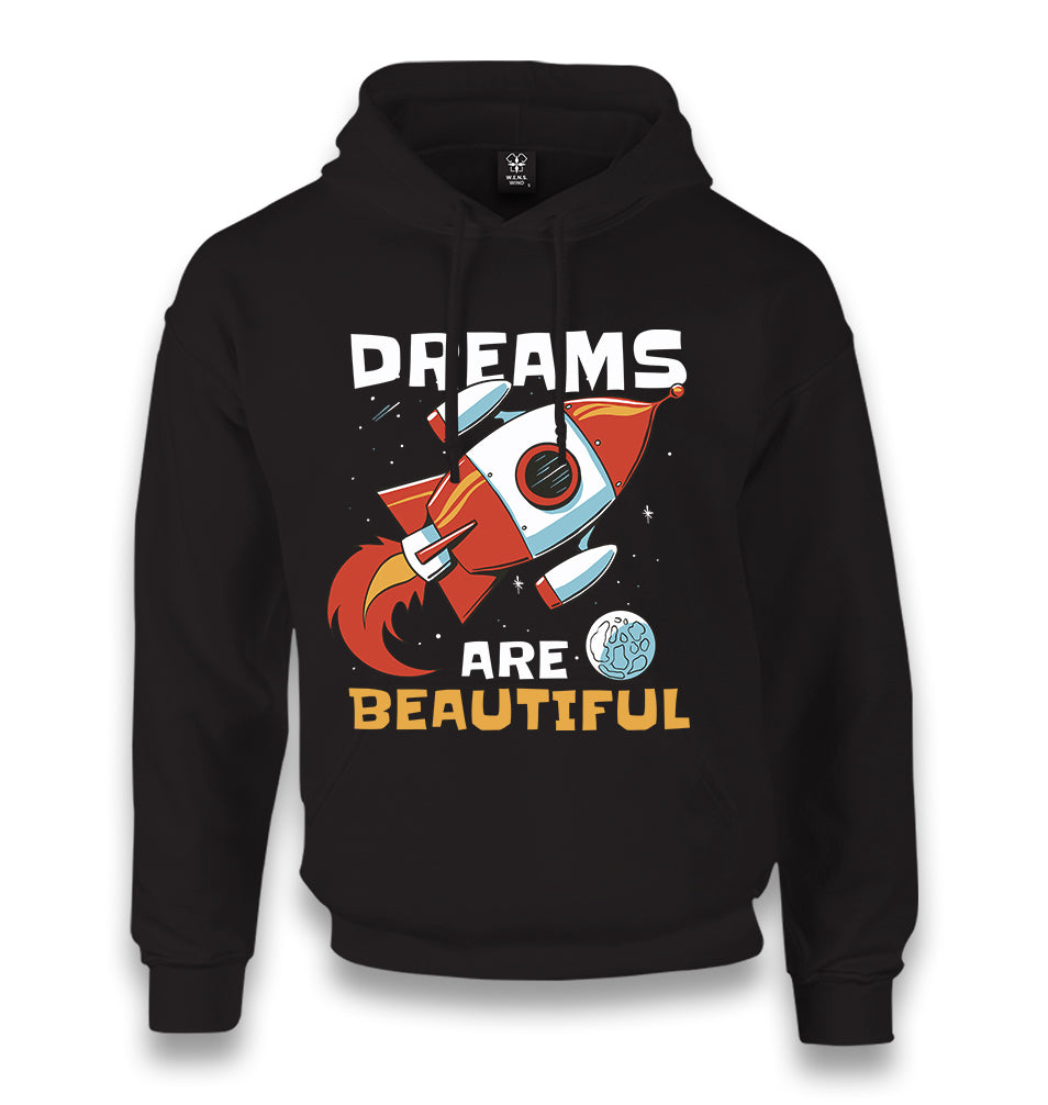 Dreams are Beautiful Space Rocket Unisex Black Hoodie - Premium  from W.E.N.S. WIND - Just 11990! Shop now at W.E.N.S. WIND