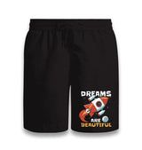 Dreams are Beautiful Space Rocket Black Shorts - Premium  from W.E.N.S. WIND - Just 7990! Shop now at W.E.N.S. WIND