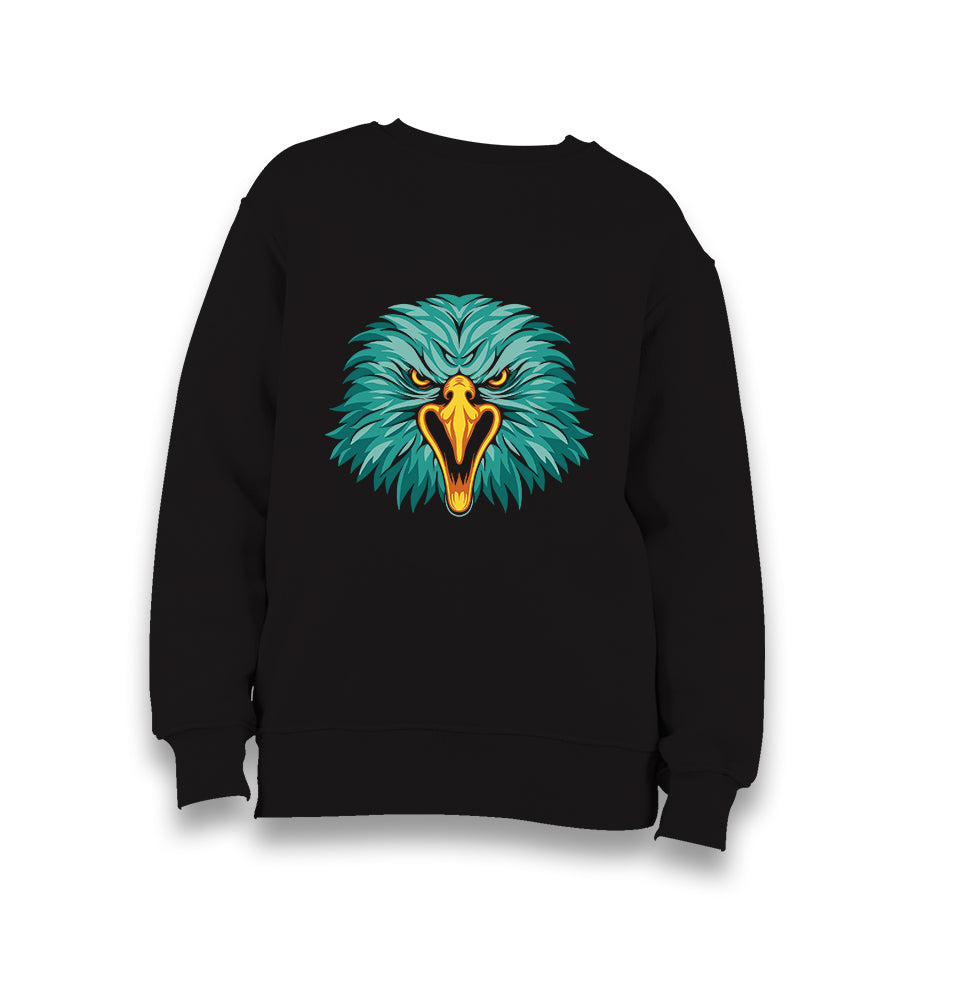 A Turquoise Eagle Face Kid's Black Sweatshirt - Premium  from W.E.N.S. WIND - Just 7990! Shop now at W.E.N.S. WIND