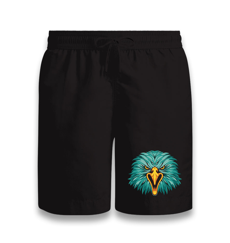 A Turquoise Eagle Face Black Shorts - Premium  from W.E.N.S. WIND - Just 7990! Shop now at W.E.N.S. WIND