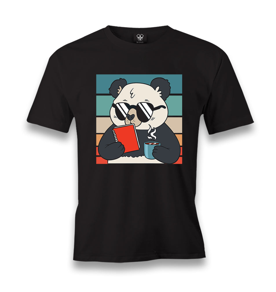 Panda with Sunglasses Reading a Book Men's Black Tshirt - Premium  from W.E.N.S. WIND - Just 6490! Shop now at W.E.N.S. WIND