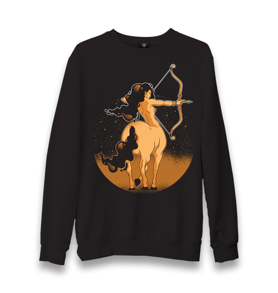 Sagittarius Zodiac Sign A Woman with a Bow and an Arrow Unisex Black Sweatshirt - Premium  from W.E.N.S. WIND - Just 10990! Shop now at W.E.N.S. WIND