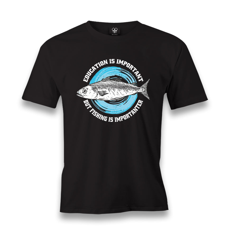 Education is Important but Fishing is Importanter Men's Black Tshirt - Premium  from W.E.N.S. WIND - Just 6490! Shop now at W.E.N.S. WIND