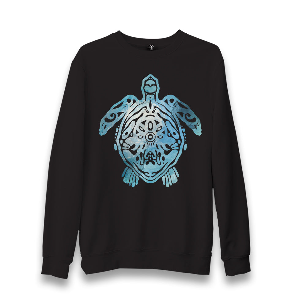 Blue Sea Turtle with Special Knots Unisex Black Sweatshirt - Premium  from W.E.N.S. WIND - Just 10990! Shop now at W.E.N.S. WIND