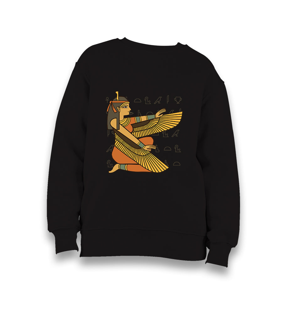 Ancient Egypt Goddess Isis and Wall Paintings Kid's Black Sweatshirt - Premium  from W.E.N.S. WIND - Just 7990! Shop now at W.E.N.S. WIND