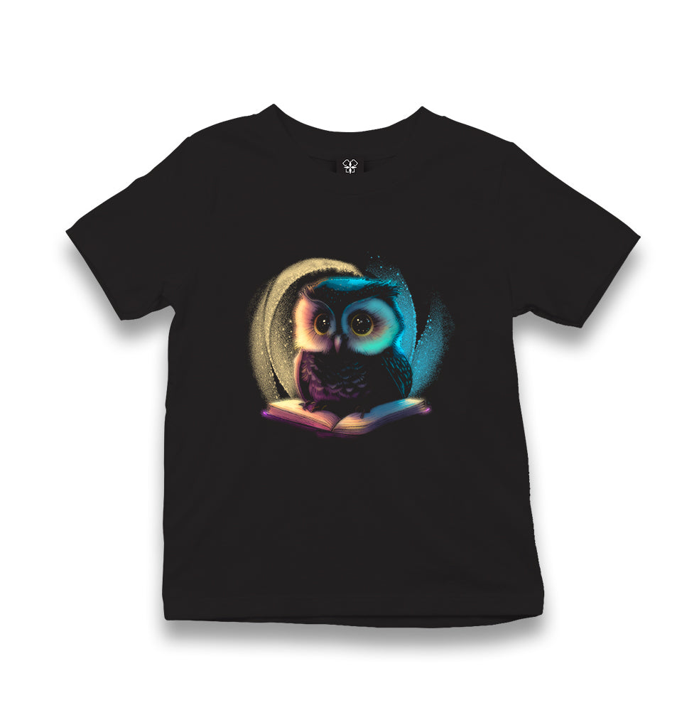 Cute Owl Over a Book Kid's Black T-shirt - Premium  from W.E.N.S. WIND - Just 5990! Shop now at W.E.N.S. WIND