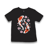 Two Koi Fish Swimming Among Flowers Kid's Black T-shirt - Premium  from W.E.N.S. WIND - Just 5990! Shop now at W.E.N.S. WIND