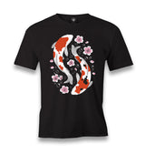 Two Koi Fish Swimming Among Flowers Men's Black Tshirt - Premium  from W.E.N.S. WIND - Just 6490! Shop now at W.E.N.S. WIND