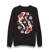 Two Koi Fish Swimming Among Flowers Unisex Black Sweatshirt - Premium  from W.E.N.S. WIND - Just 10990! Shop now at W.E.N.S. WIND