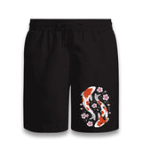 Two Koi Fish Swimming Among Flowers Black Shorts - Premium  from W.E.N.S. WIND - Just 7990! Shop now at W.E.N.S. WIND