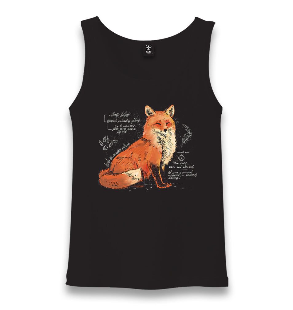 Fox Sketch with Handwritten Notes Unisex Black Tank Top - Premium  from W.E.N.S. WIND - Just 6490! Shop now at W.E.N.S. WIND