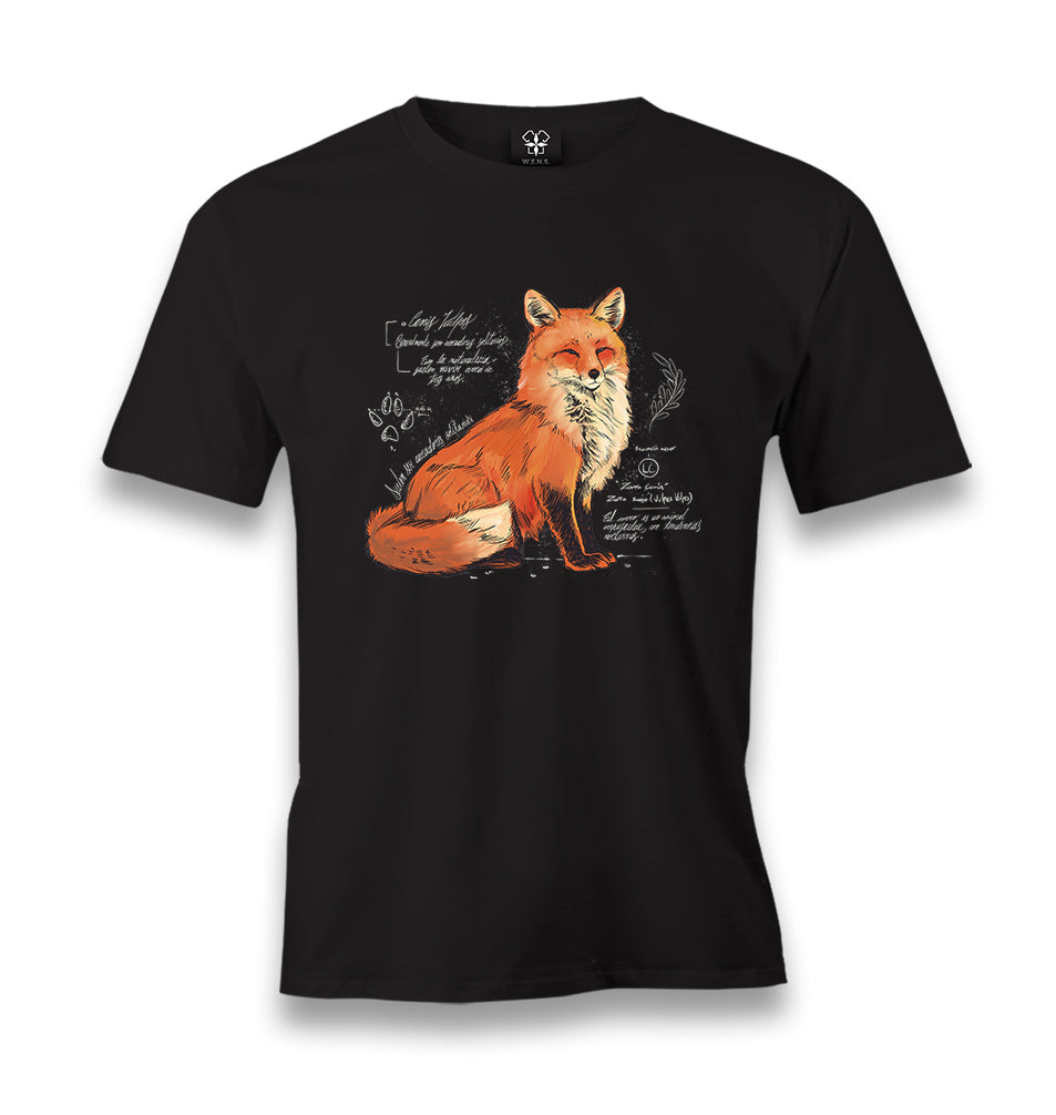 Fox Sketch with Handwritten Notes Men's Black Tshirt - Premium  from W.E.N.S. WIND - Just 6490! Shop now at W.E.N.S. WIND