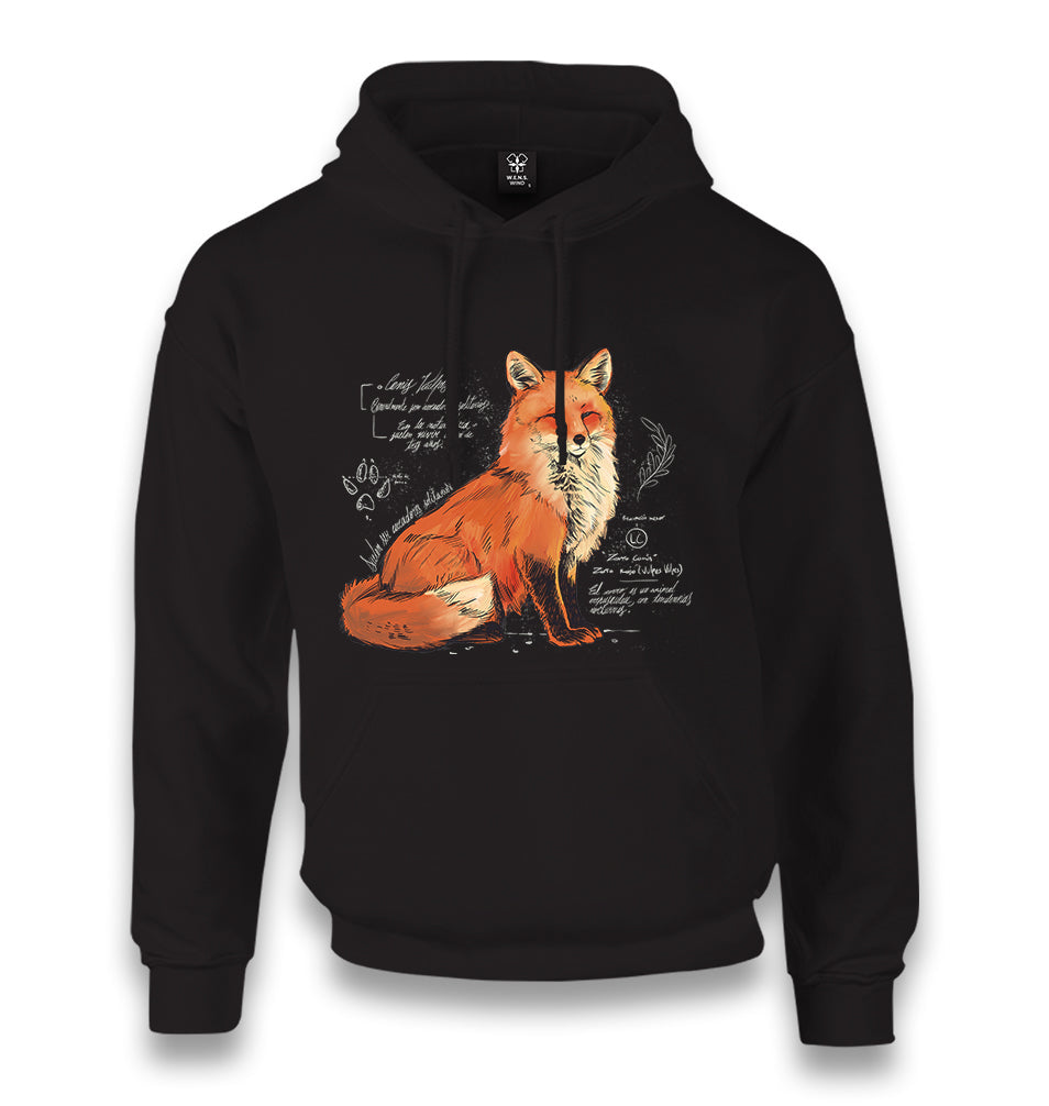 Fox Sketch with Handwritten Notes Unisex Black Hoodie - Premium  from W.E.N.S. WIND - Just 11990! Shop now at W.E.N.S. WIND