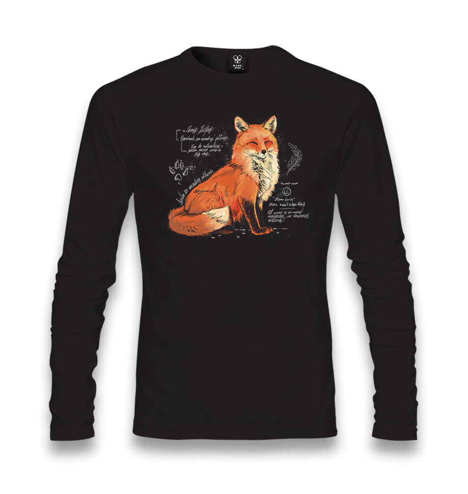 Fox Sketch with Handwritten Notes Unisex Black Longsleeve - Premium  from W.E.N.S. WIND - Just 7990! Shop now at W.E.N.S. WIND