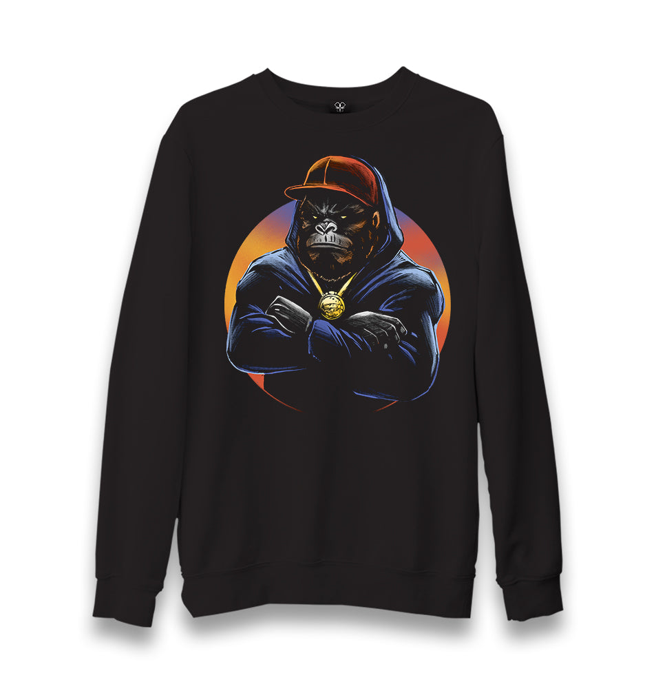 Gangster Monkey Unisex Black Sweatshirt - Premium  from W.E.N.S. WIND - Just 10990! Shop now at W.E.N.S. WIND