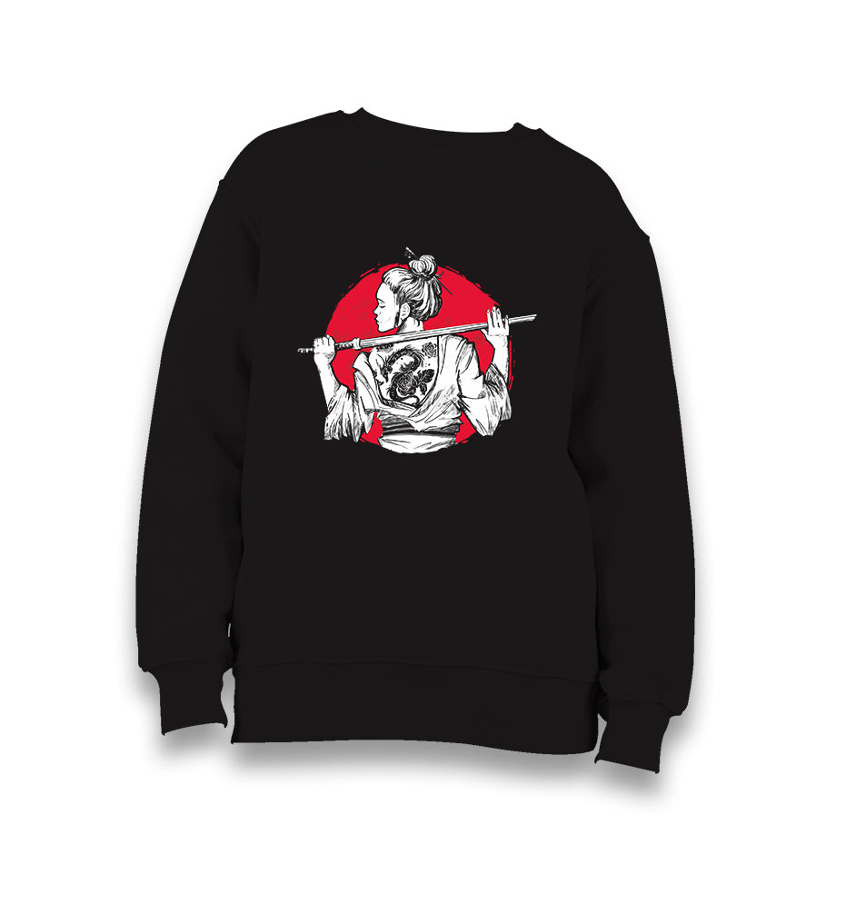 Samurai Girl with Tattoo Kid's Black Sweatshirt - Premium  from W.E.N.S. WIND - Just 7990! Shop now at W.E.N.S. WIND