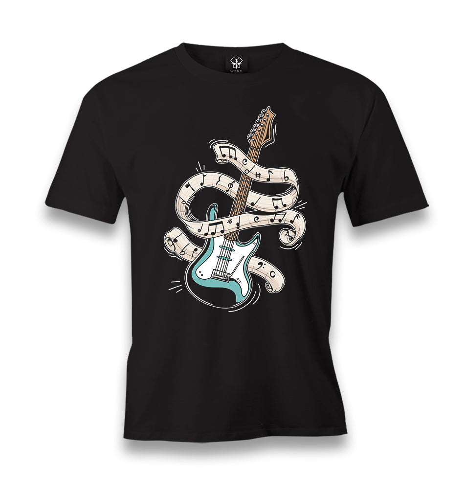 Guitar and Notes Rolling Around Men's Black Tshirt - Premium  from W.E.N.S. WIND - Just 6490! Shop now at W.E.N.S. WIND