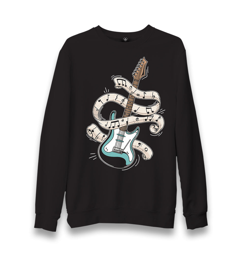 Guitar and Notes Rolling Around Unisex Black Sweatshirt - Premium  from W.E.N.S. WIND - Just 10990! Shop now at W.E.N.S. WIND