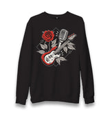 Guitar Rose and Microphone Unisex Black Sweatshirt - Premium  from W.E.N.S. WIND - Just 10990! Shop now at W.E.N.S. WIND