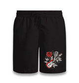 Guitar Rose and Microphone Black Shorts - Premium  from W.E.N.S. WIND - Just 7990! Shop now at W.E.N.S. WIND