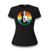 Guitar with a Retro Sunset Women's Black T-shirt - Premium  from W.E.N.S. WIND - Just 6490! Shop now at W.E.N.S. WIND