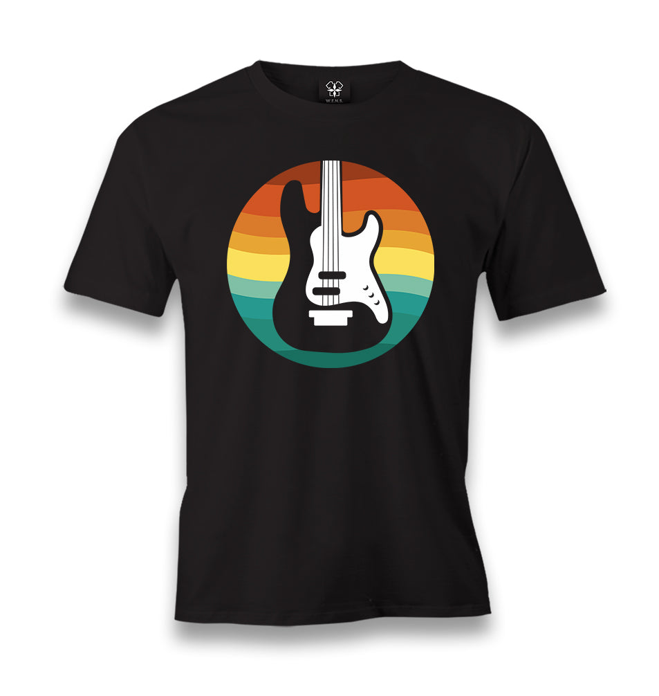 Guitar with a Retro Sunset Men's Black Tshirt - Premium  from W.E.N.S. WIND - Just 6490! Shop now at W.E.N.S. WIND