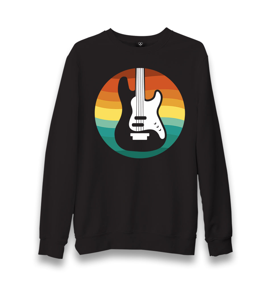 Guitar with a Retro Sunset Unisex Black Sweatshirt - Premium  from W.E.N.S. WIND - Just 10990! Shop now at W.E.N.S. WIND