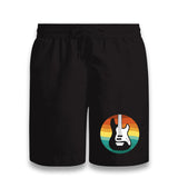 Guitar with a Retro Sunset Black Shorts - Premium  from W.E.N.S. WIND - Just 7990! Shop now at W.E.N.S. WIND