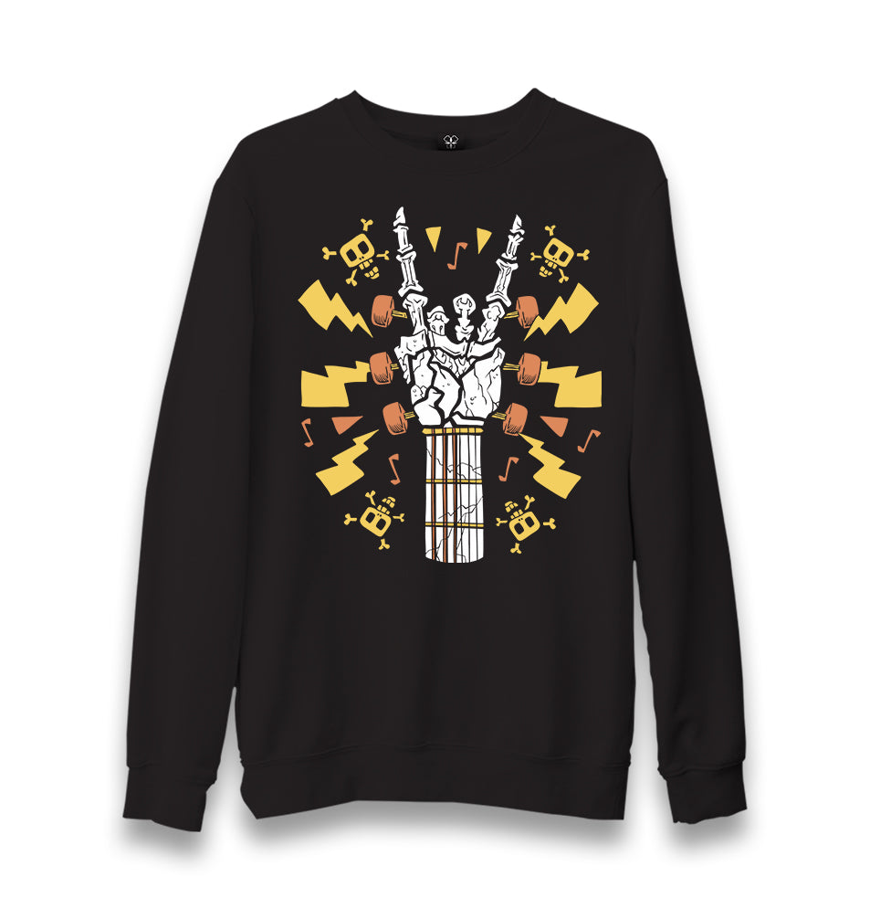 Skeleton Hand Making Rock Sign Thunder Unisex Black Sweatshirt - Premium  from W.E.N.S. WIND - Just 10990! Shop now at W.E.N.S. WIND