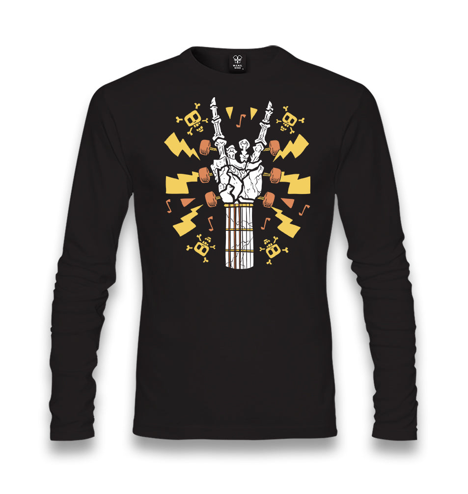 Skeleton Hand Making Rock Sign Thunder Unisex Black Longsleeve - Premium  from W.E.N.S. WIND - Just 7990! Shop now at W.E.N.S. WIND