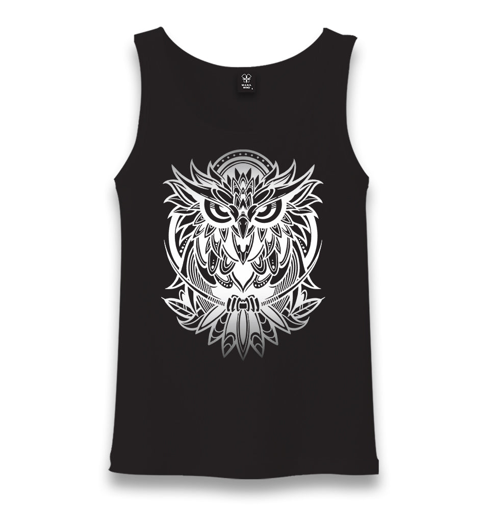 Gradient Owl Tattoo Unisex Black Tank Top - Premium  from W.E.N.S. WIND - Just 6490! Shop now at W.E.N.S. WIND