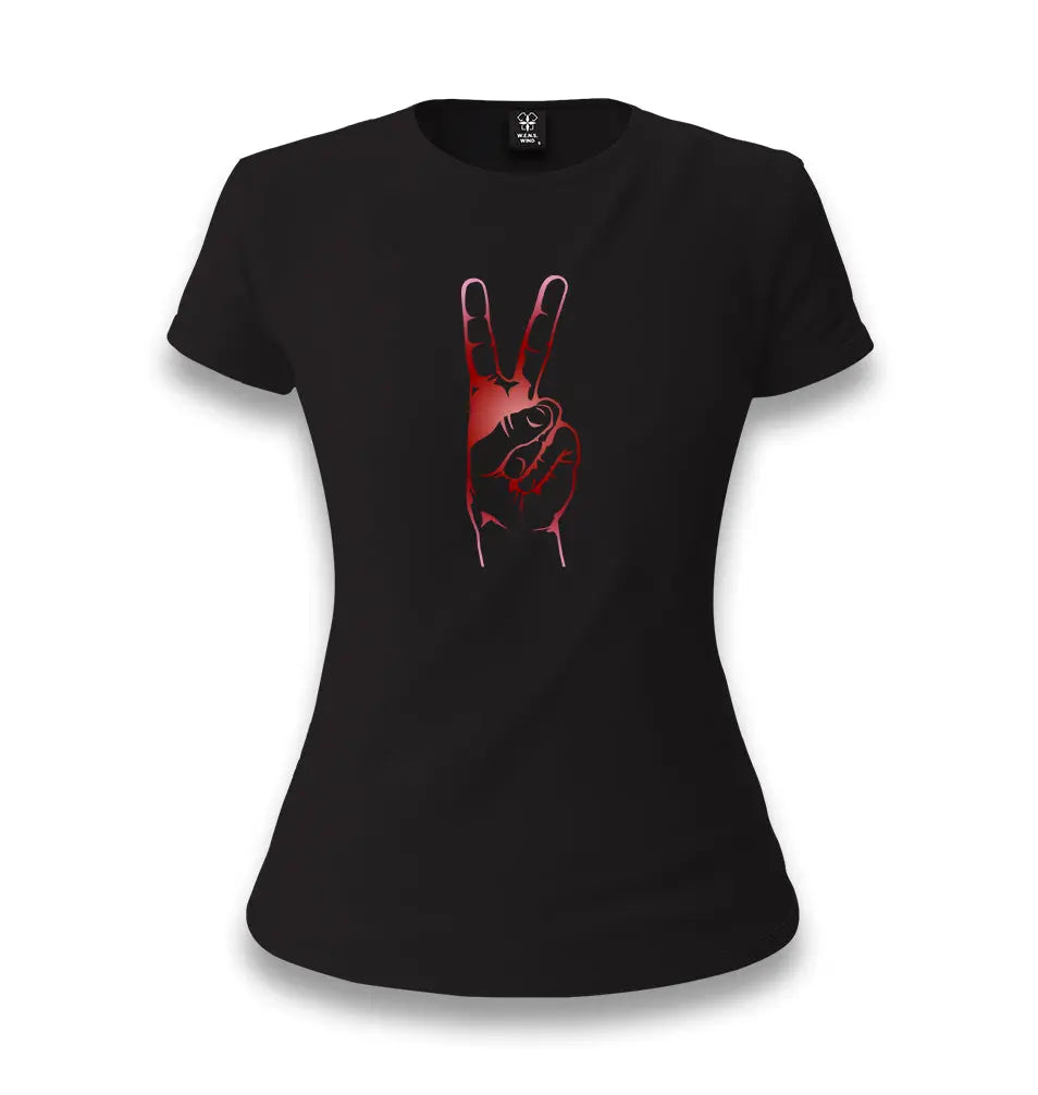 Victory Sign Women's Black T-shirt - Premium  from W.E.N.S. WIND - Just 6490! Shop now at W.E.N.S. WIND