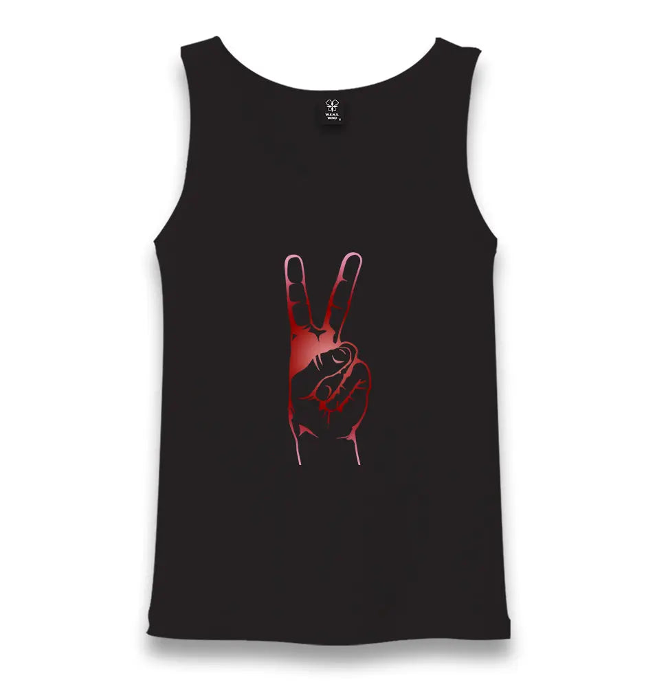 Victory Sign Unisex Black Tank Top - Premium  from W.E.N.S. WIND - Just 6490! Shop now at W.E.N.S. WIND
