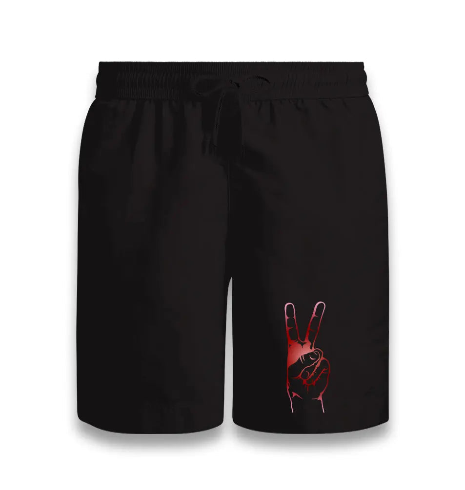 Victory Sign Black Shorts - Premium  from W.E.N.S. WIND - Just 7990! Shop now at W.E.N.S. WIND
