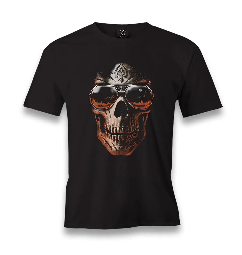 Skull - Fiery Look of Death Men's Black Tshirt - Premium  from W.E.N.S. WIND - Just 6490! Shop now at W.E.N.S. WIND