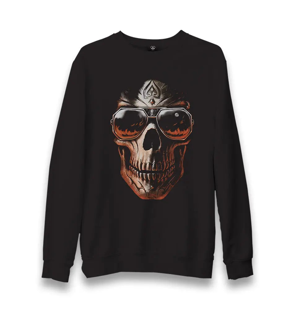 Skull - Fiery Look of Death Unisex Black Sweatshirt - Premium  from W.E.N.S. WIND - Just 10990! Shop now at W.E.N.S. WIND