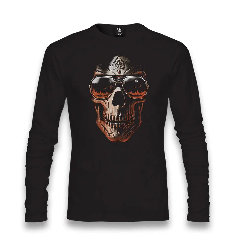 Skull - Fiery Look of Death Unisex Black Longsleeve - Premium  from W.E.N.S. WIND - Just 7990! Shop now at W.E.N.S. WIND