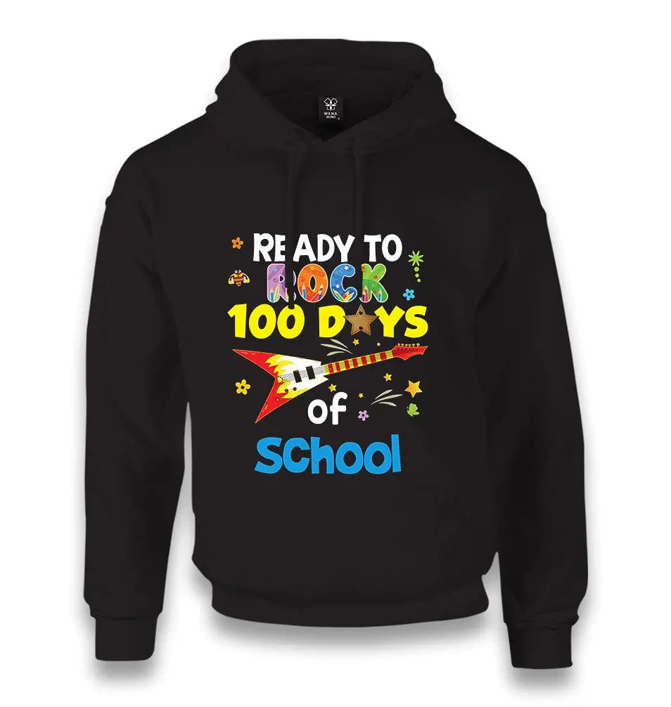 100 Days Of School - Ready To Rock Unisex Black Hoodie - Premium  from W.E.N.S. WIND - Just 11990! Shop now at W.E.N.S. WIND