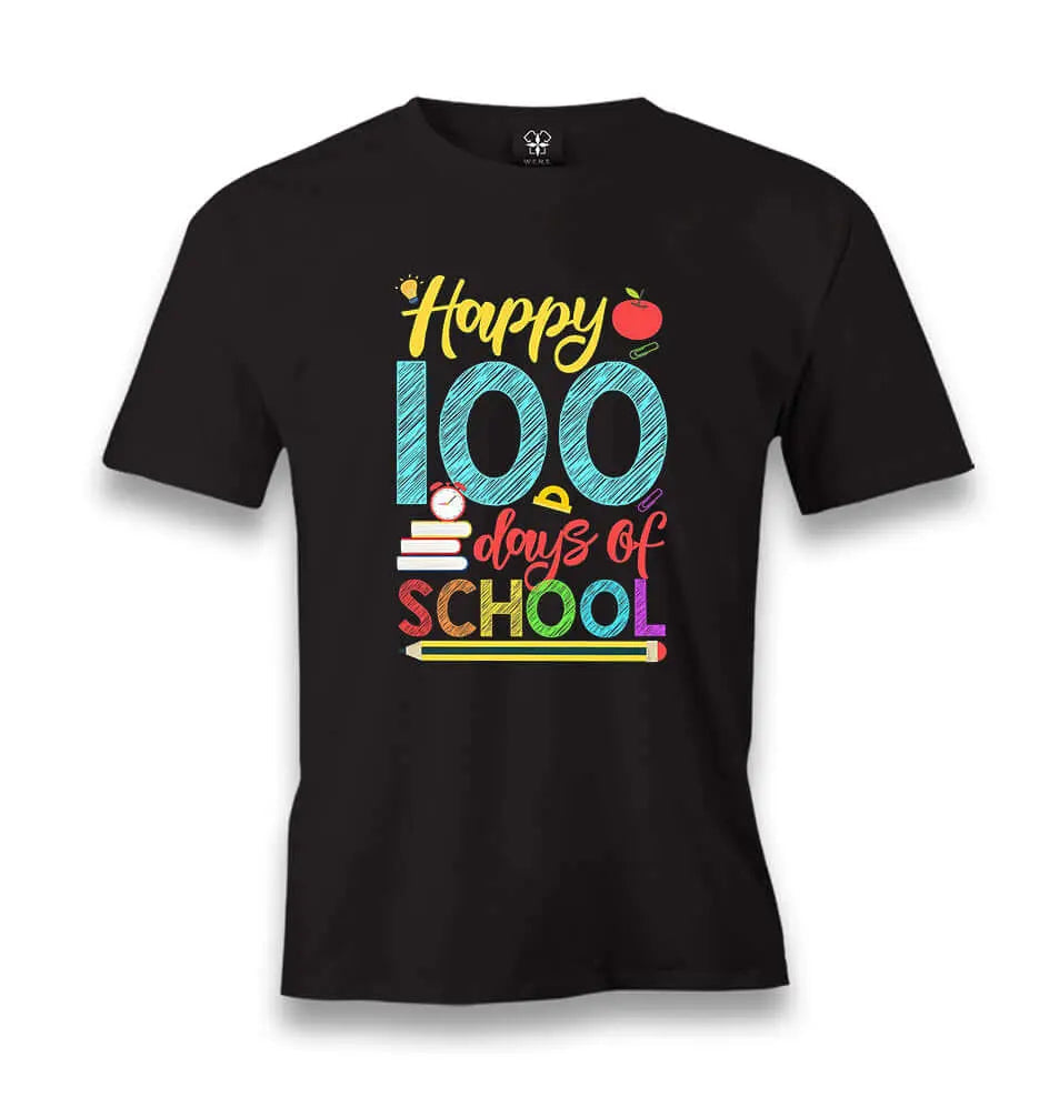 100 Days Of School - Happy Men's Black Tshirt - Premium  from W.E.N.S. WIND - Just 6490! Shop now at W.E.N.S. WIND