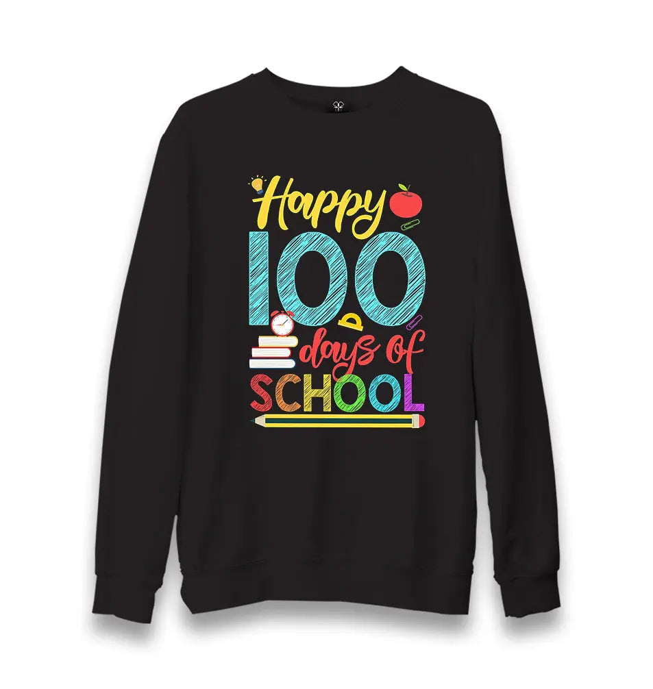 100 Days Of School - Happy Unisex Black Sweatshirt - Premium  from W.E.N.S. WIND - Just 10990! Shop now at W.E.N.S. WIND