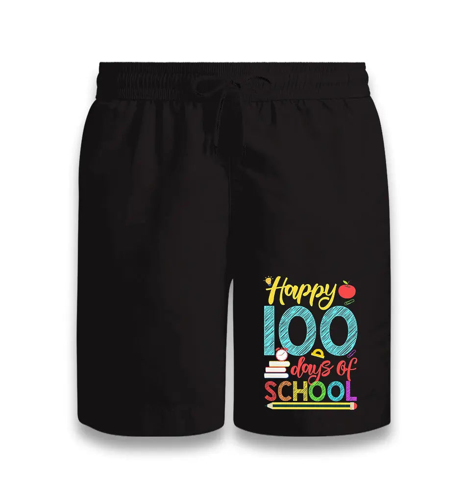100 Days Of School - Happy Black Shorts - Premium  from W.E.N.S. WIND - Just 7990! Shop now at W.E.N.S. WIND